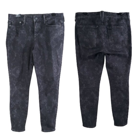Vince Floral Black Dylan-Ankle Denim Skinny Mid Rise Jeans Size 31 - Picture 2 of 14